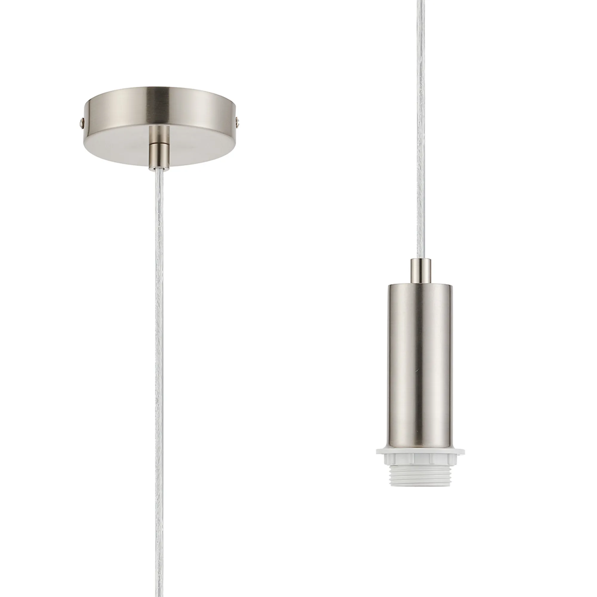 D1020SN  Wick 1.7m 1 Light Pendant, 1 x E27, Satin Nickel